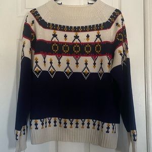 Vintage Sweater JCPenny Navy Blue White Red Yellow Unisex Medium